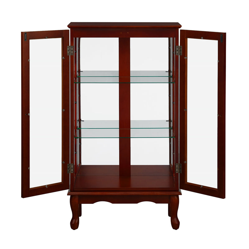 Curio Cabinet Lighted Curio Diapaly Cabinet With Adjustable Shelves And Mirrored Back Panel, Tempered Glass Doors (3 Tier), (E26 Light Bulb Not Included)