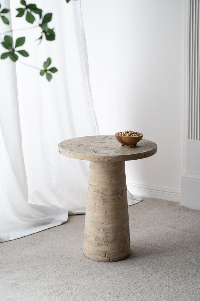 Round Side Table With Pedestal Base