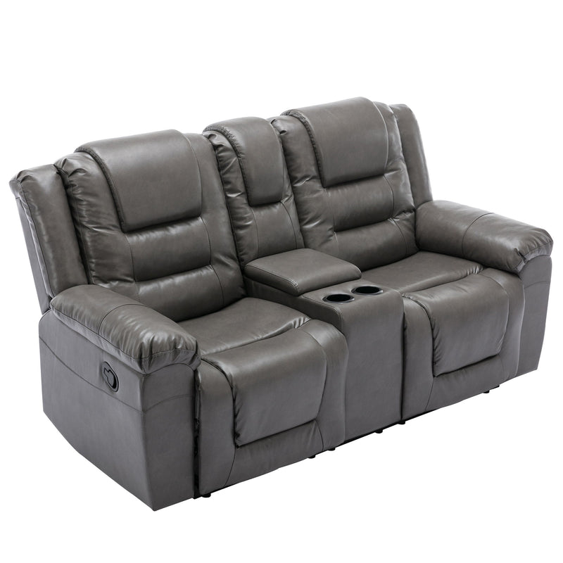 2 Seater Home Theater Recliner Manual Recliner Chair With A Storage Box And Two Cup Holders For Living Room