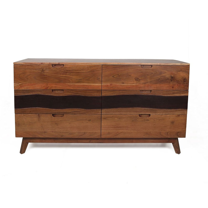 Six Drawer Sideboard, Wood Credenza / Cabinets / Chests / Nightstands - Sierra Brown