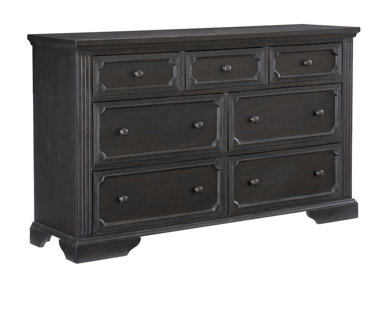 Charcoal Finish Traditional Dresser of 7 Storage Drawers Wooden Bedroom Furniture 1pc Rustic Style