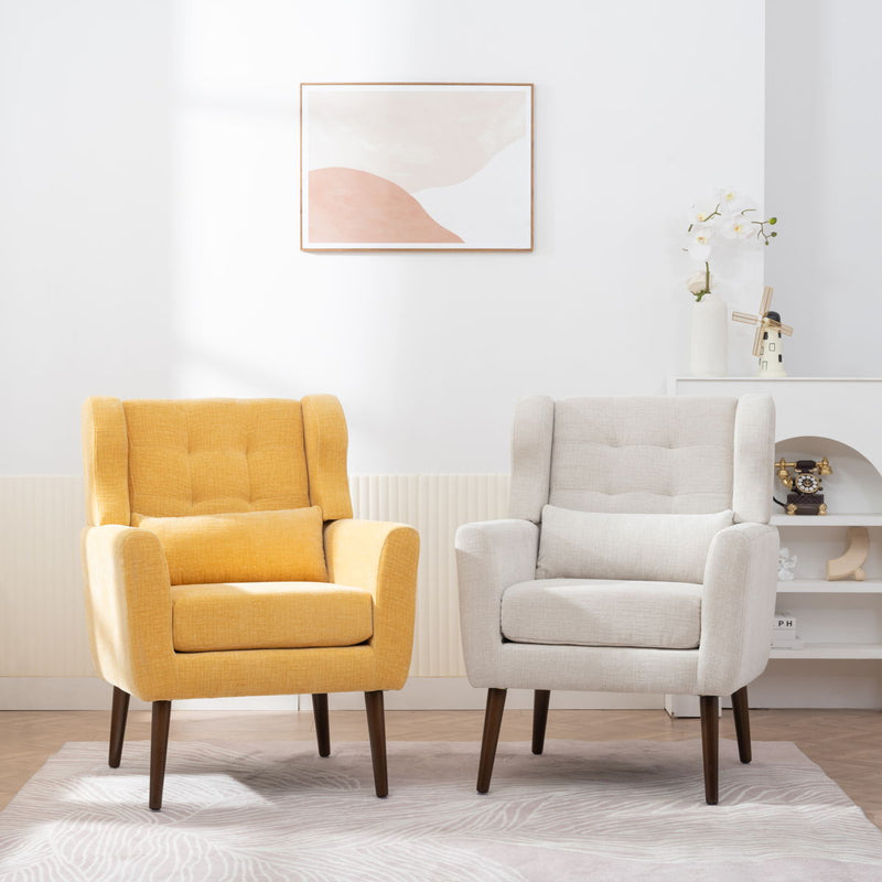 Modern Accent Chair Upholstered Foam Filled Living Room Chairs Comfy Reading Chair Mid-Century Modern Chair With Chenille Fabric Lounge Arm Chairs Armchair For Living Room Bedroom