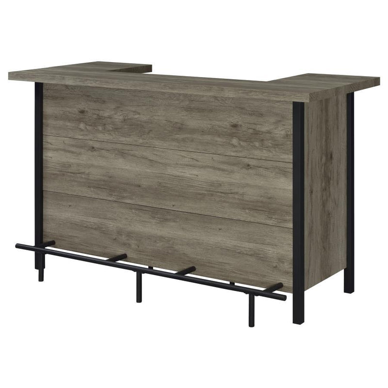 Bellemore - Bar Unit With Footrest - Gray Driftwood And Black