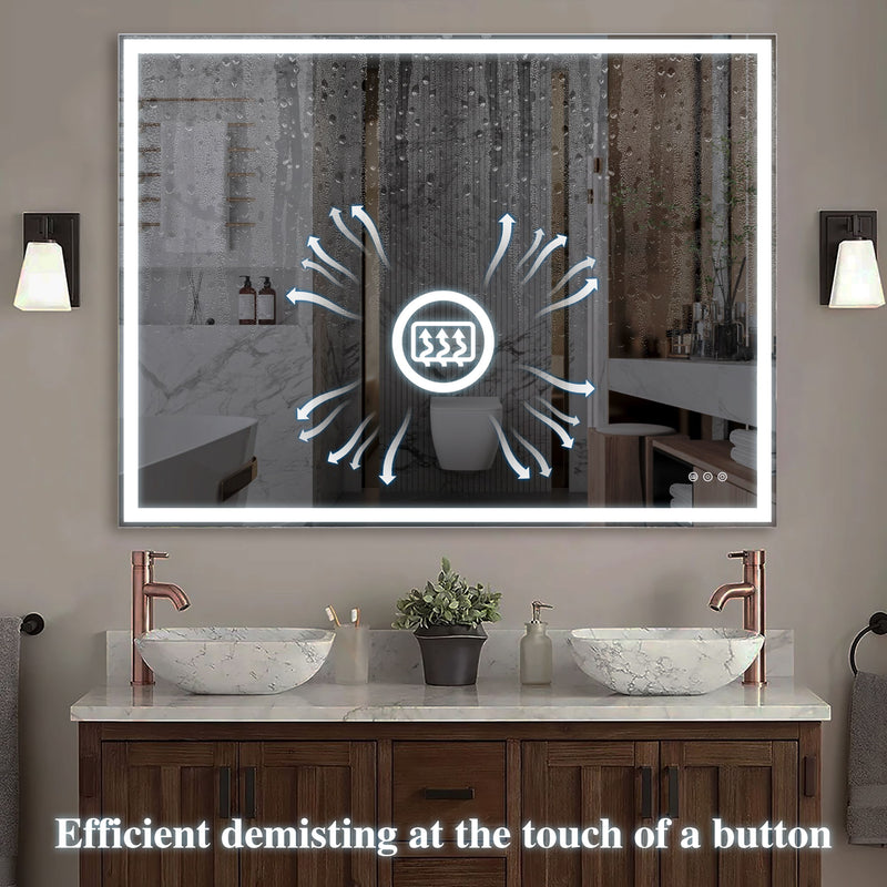 LED Bathroom Vanity Mirror Wall Mounted Adjustable White / Warm / Natural Lights Anti-Fog Touch Switch With Memory Modern Smart Large Bathroom Mirrors