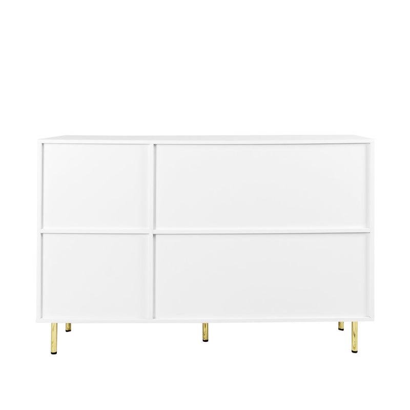 3 Door Large Storage Sideboard With Handles For Kitchen, Dining Room And Living Room, Accent Buffet Cabinet, Coffee Bar Sideboard Cabinet With 3 Doors - White / Gold