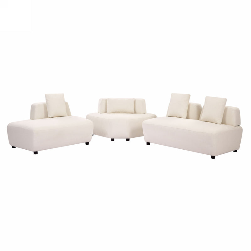 Contemporary 3 Piece Sectional Sofa Free Convertible Sofa With Four Removable Pillows For Living Room