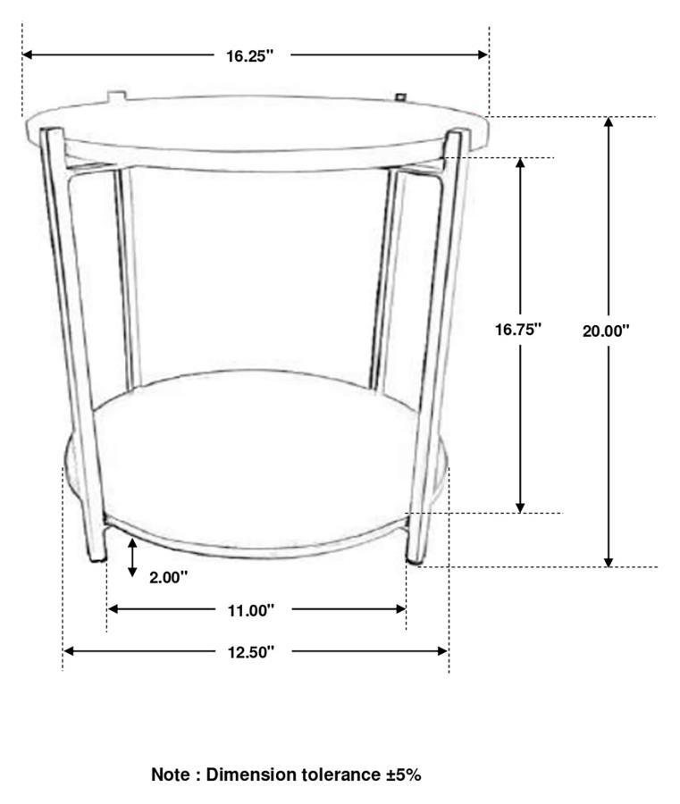 Noemie - Round Accent Table With Marble Top - White And Gunmetal