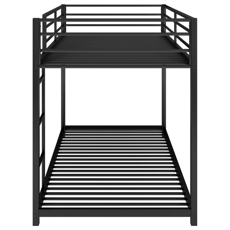 Twin over Twin Metal Bunk Bed, Low Bunk Bed with Ladder, Black(OLD SKU:WF282465AAB)