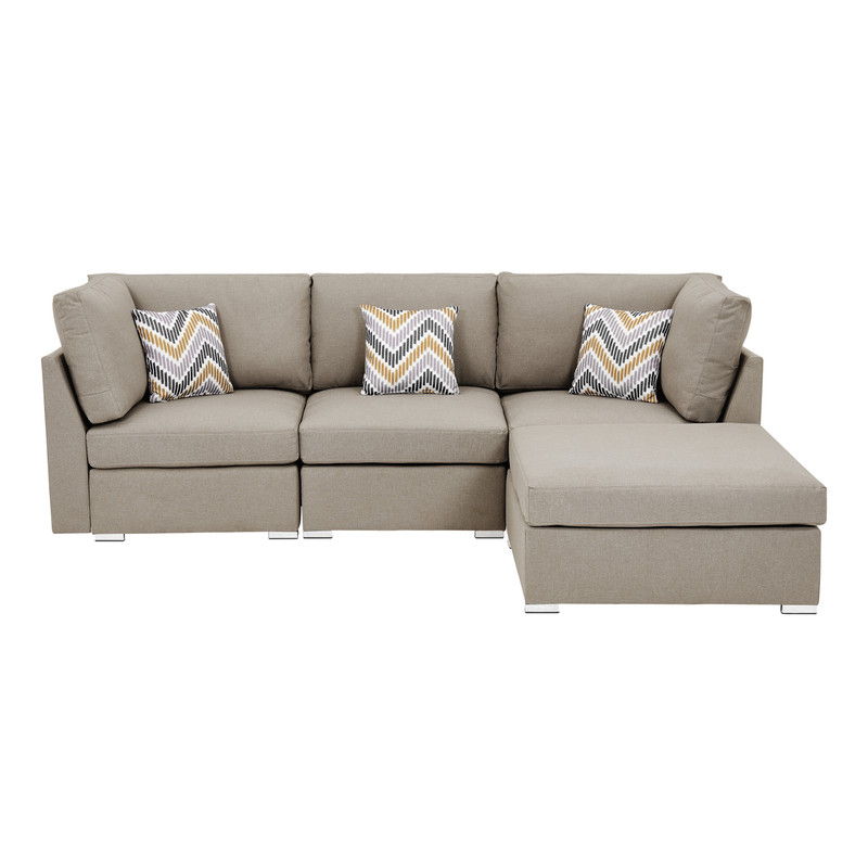 Amira - Fabric Sofa With Ottoman And Pillows