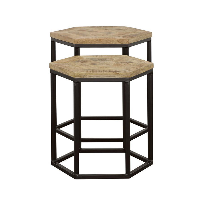 Adger - 2 Piece Hexagonal Nesting Tables - Natural And Black