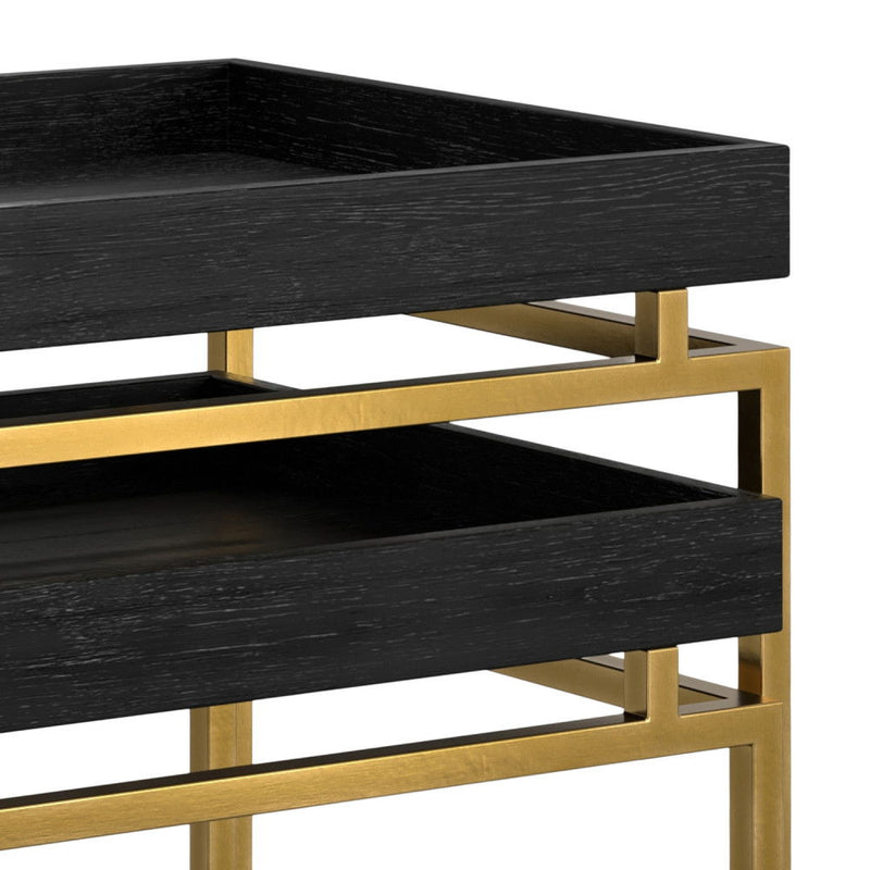 Macy - 2 Pieces Nesting Table - Black / Gold