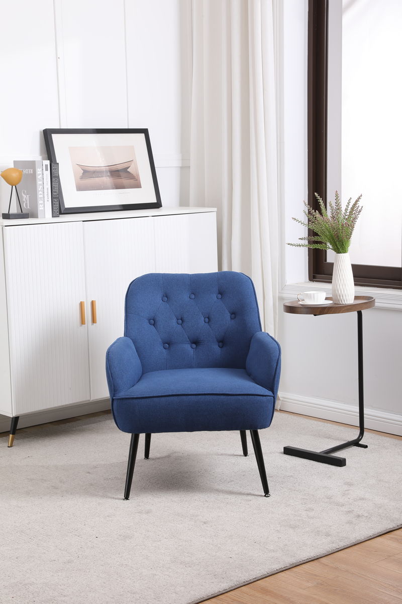 Modern Mid-Century Chair Linen Sherpa Armchair