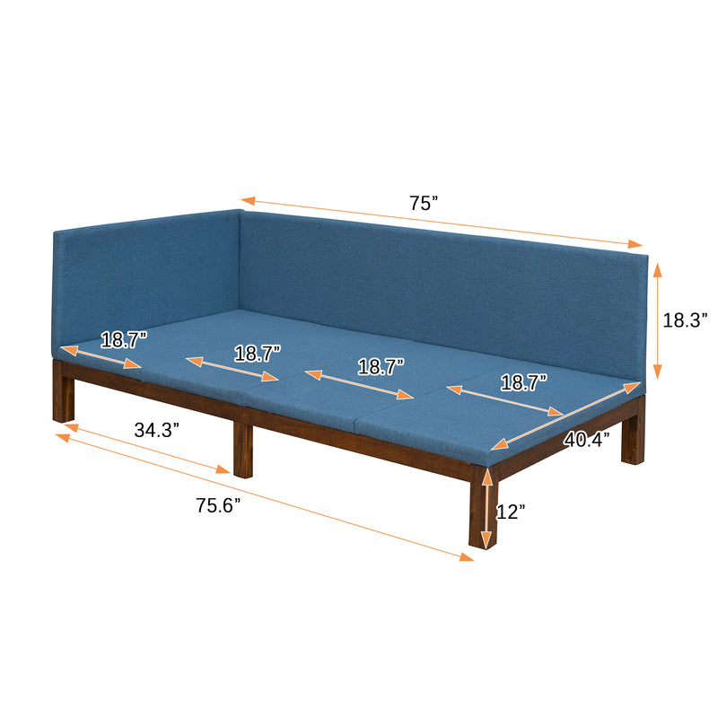 Upholstered Daybed/Sofa Bed Frame Twin Size Linen-Blue