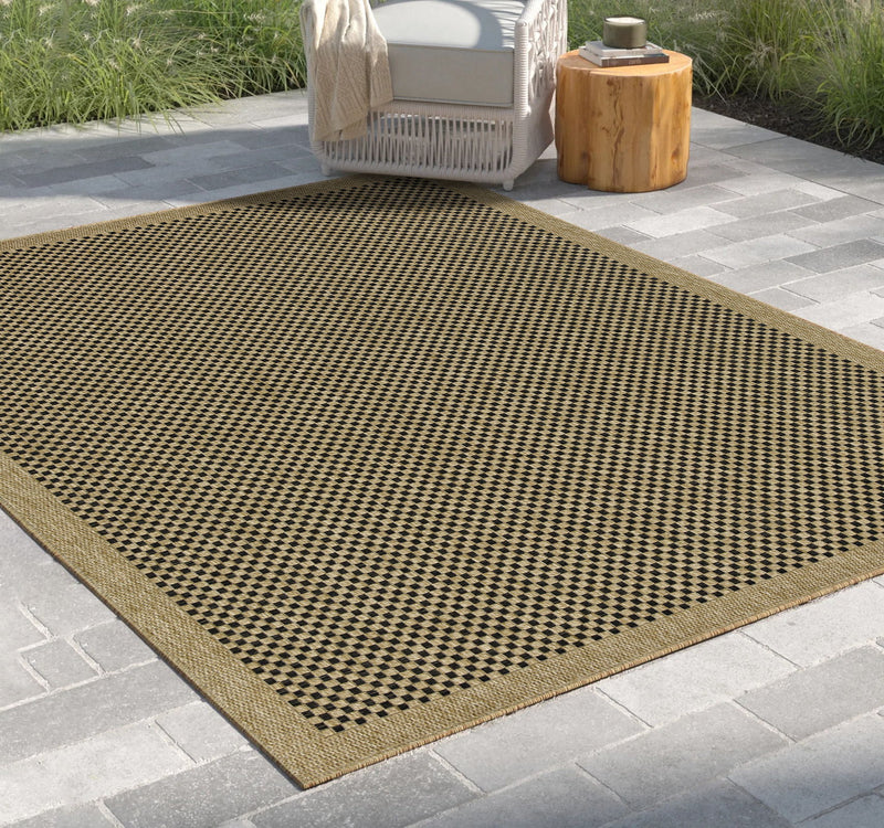 Earth - 7'10" X 10'3" Indoor / Outdoor Area Rug Polypropylene - Jute / Black