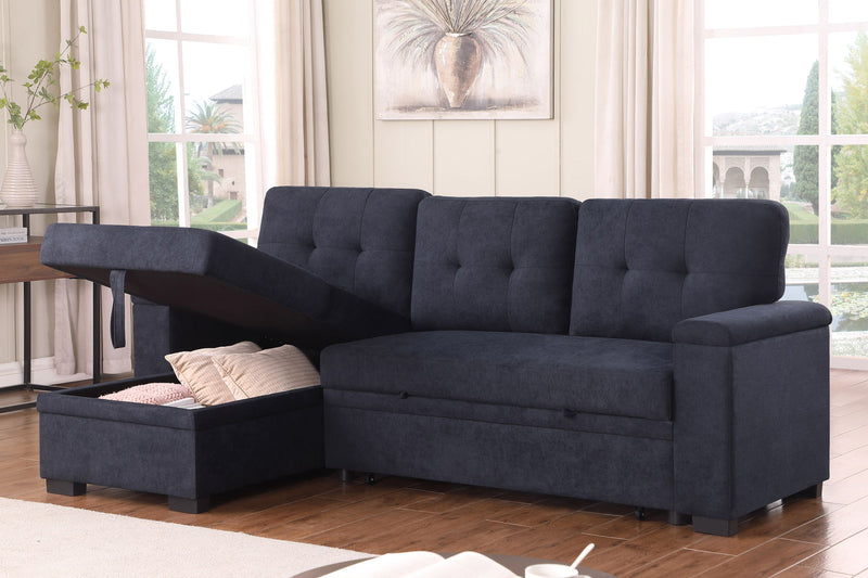 Lucca II - 84.5"W Reversible Sleeper Sectional Sofa with Storage Chaise