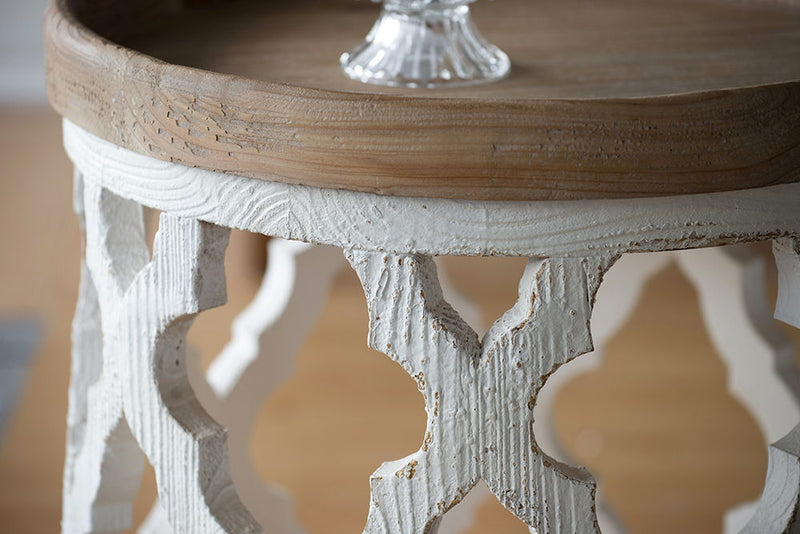 Large Distressed Side Table - White