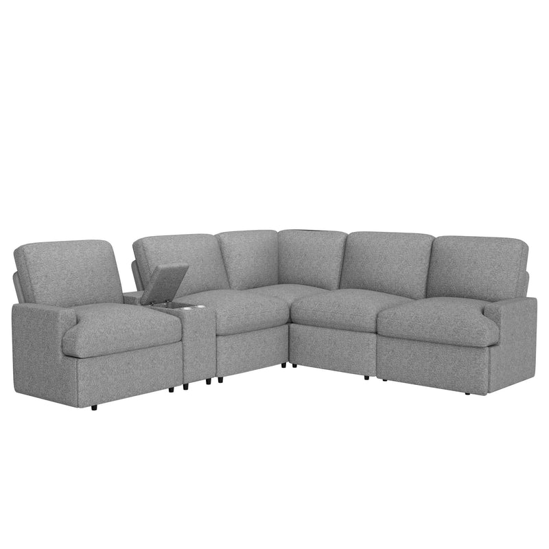 Power Recliner Corner Sofa Home Theater Reclining Sofa Sectional Couches With Storage Box, Cup Holders, USB Ports And Power Socket For Living Room