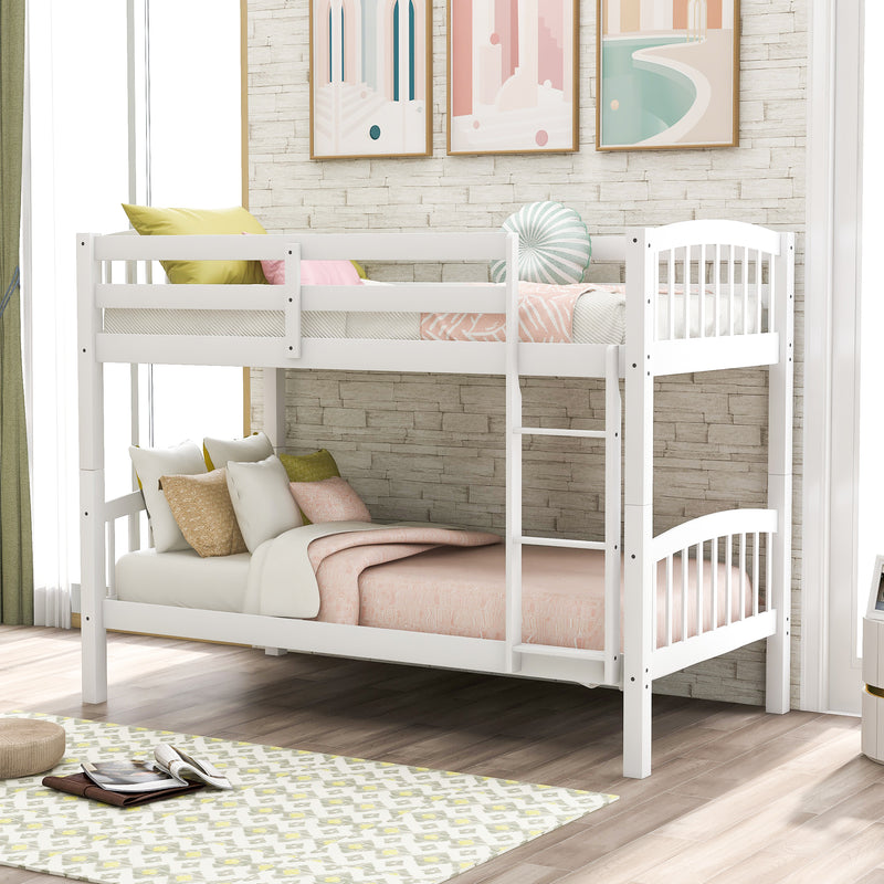 Twin Over Twin Bunk Bed with Ladder,White ( OLD SKU: LP000066AAK)