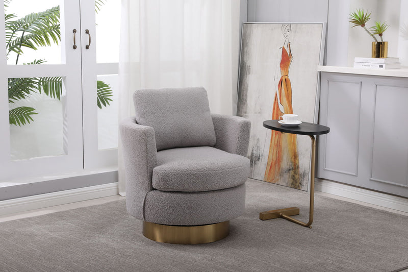 Barrel Chair, Swivel Accent Chairs Armchair For Living Room, Reading Chairs For Bedroom Comfy, Round Barrel Chairs With Gold Stainless Steel Base