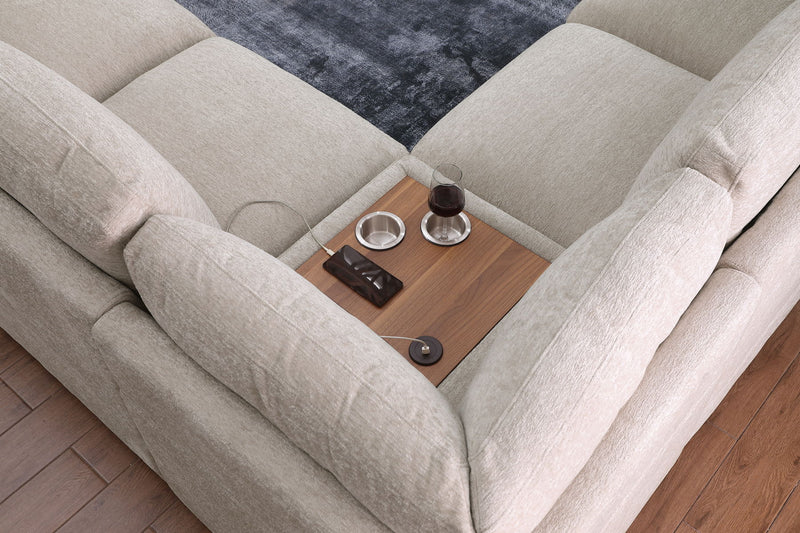 Celine - Chenille Fabric Corner Sectional Sofa With Right-Facing Chaise, Cupholders, And Charging Ports