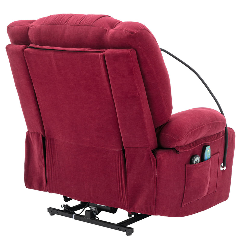 Power Lift Recliner Chair Electric Recliner For Elderly Recliner Chair With Massage And Heating Functions, Remote, Phone Holder Side Pockets And Cup Holders For Living Room