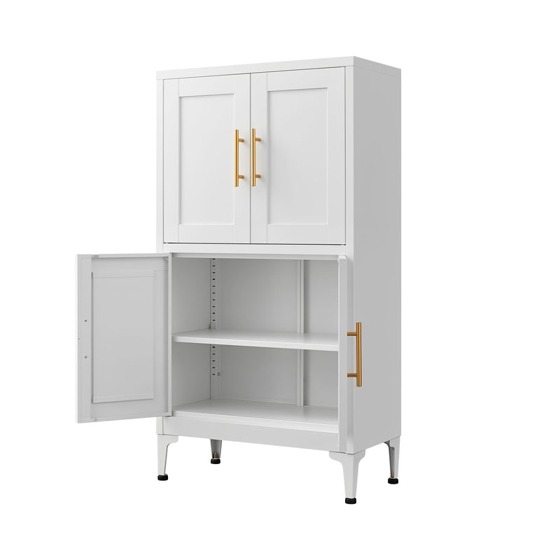 Metal Kitchen Storage Cabinet, Kitchen Pantry Storage Cabinet With Doors And Shelves, Storage Cabinet With Adjustable Leveling Foot For Kitchen, Living Room And Dining Room