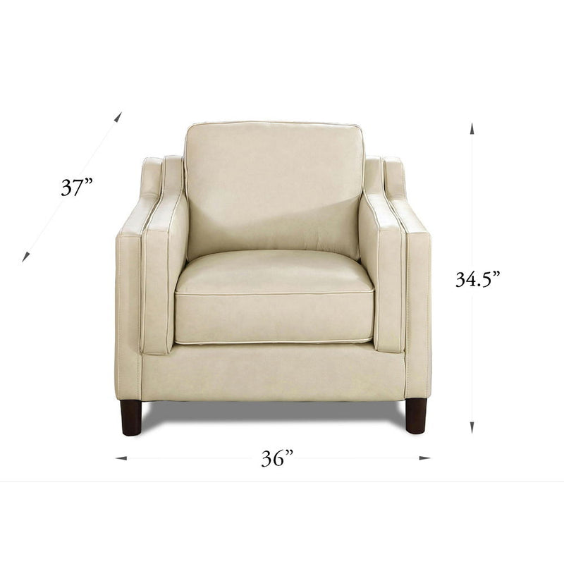 Bella - Leather Chair - Ivory