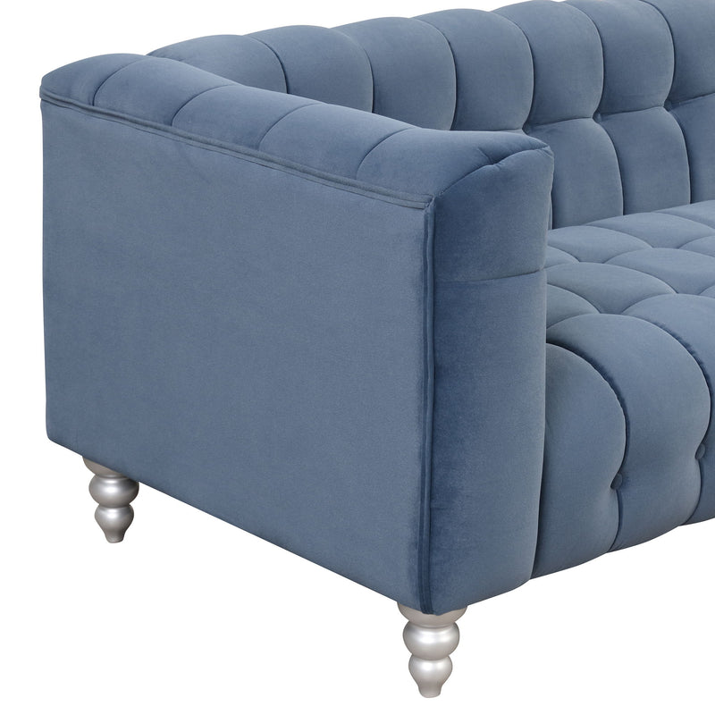 Modern Sofa Dutch Fluff Upholstered Sofa With Solid Wood Legs, Buttoned Tufted Backrest