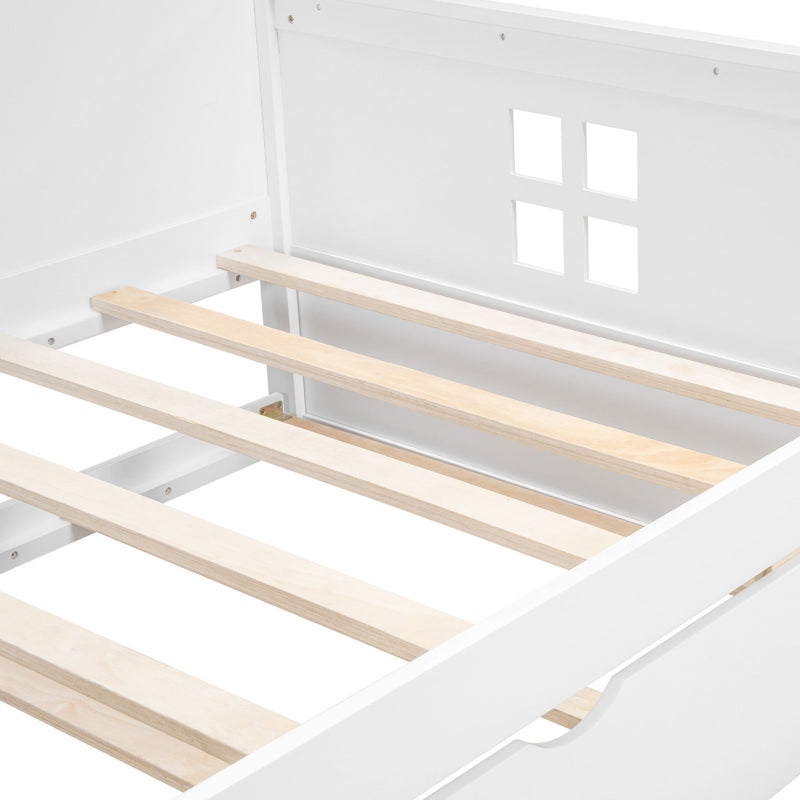 Wooden Daybed With Trundle And Sensor Light