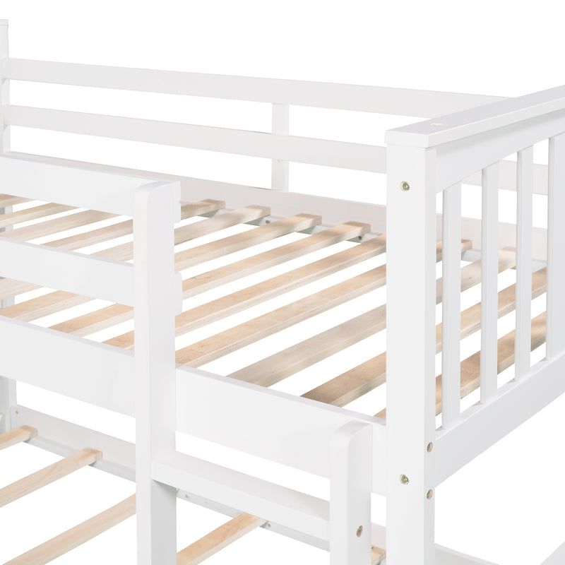 Twin Over Twin Bunk Bed with Slide and Ladder, White (Old SKU：LP000108AAK)