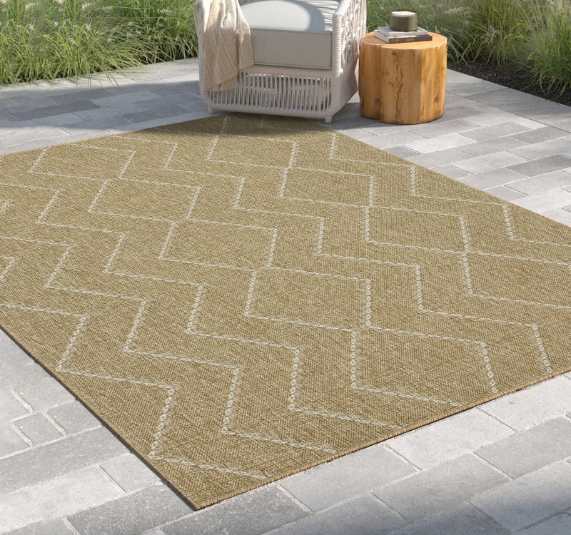 Earth - 5'3" X 7'3" Indoor / Outdoor Area Rug - Jute / White