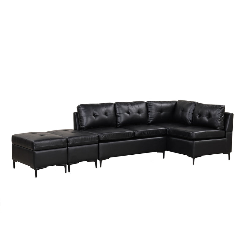 L-Shaped Corner Sofa Sectional Sofa Couch With Movable Storage Ottomans For Living Room