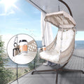 Swing Egg Chair With Stand Indoor Outdoor, Wicker Rattan Frame 350Lbs Capacity Hammock Chair For Patio Bedroom With Sunshade Cloth, Courtyard, Cushion And Pillow