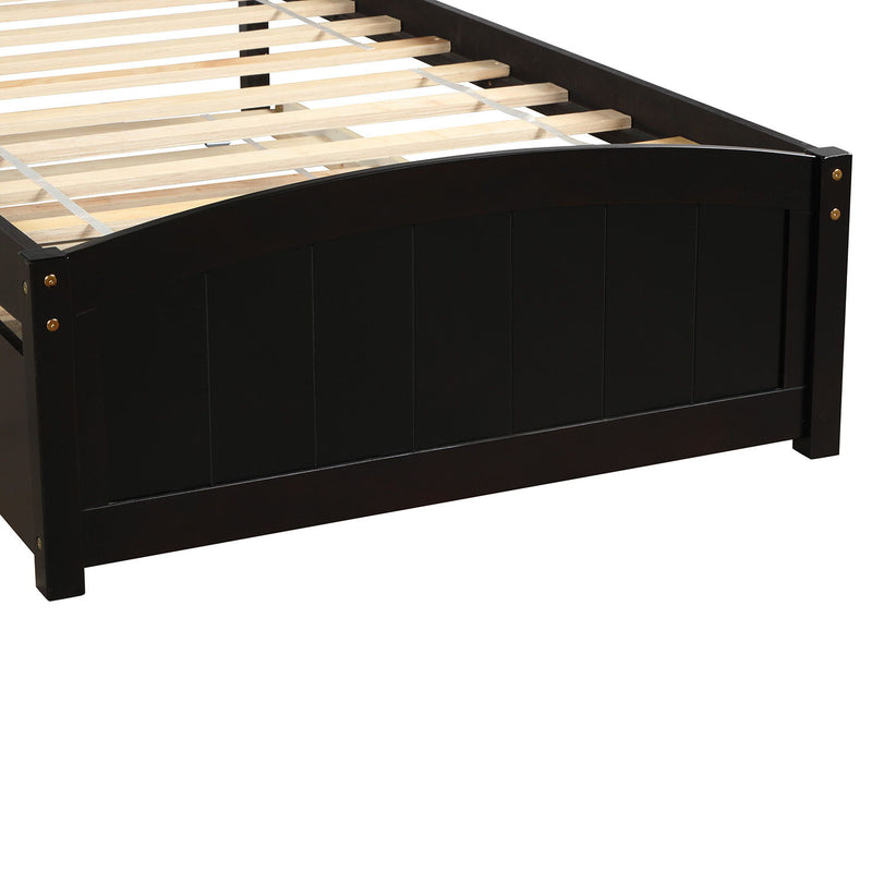 Twin Size Platform Bed With Trundle - Espresso