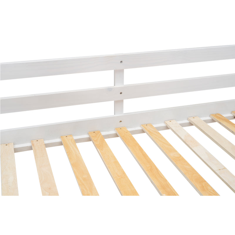 Wood Twin XL over Queen Bunk Bed with Ladder, White