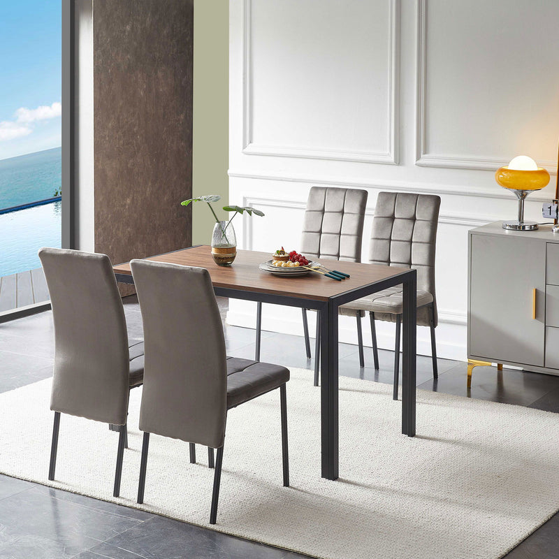 5 Piece Dining Set Including Velvet High Back Nordic Dining Chair & Creative Design Dining Table