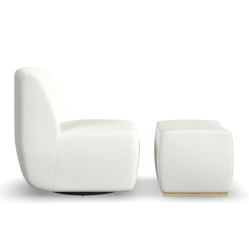 Nico - Swivel Chair & Ottoman - White