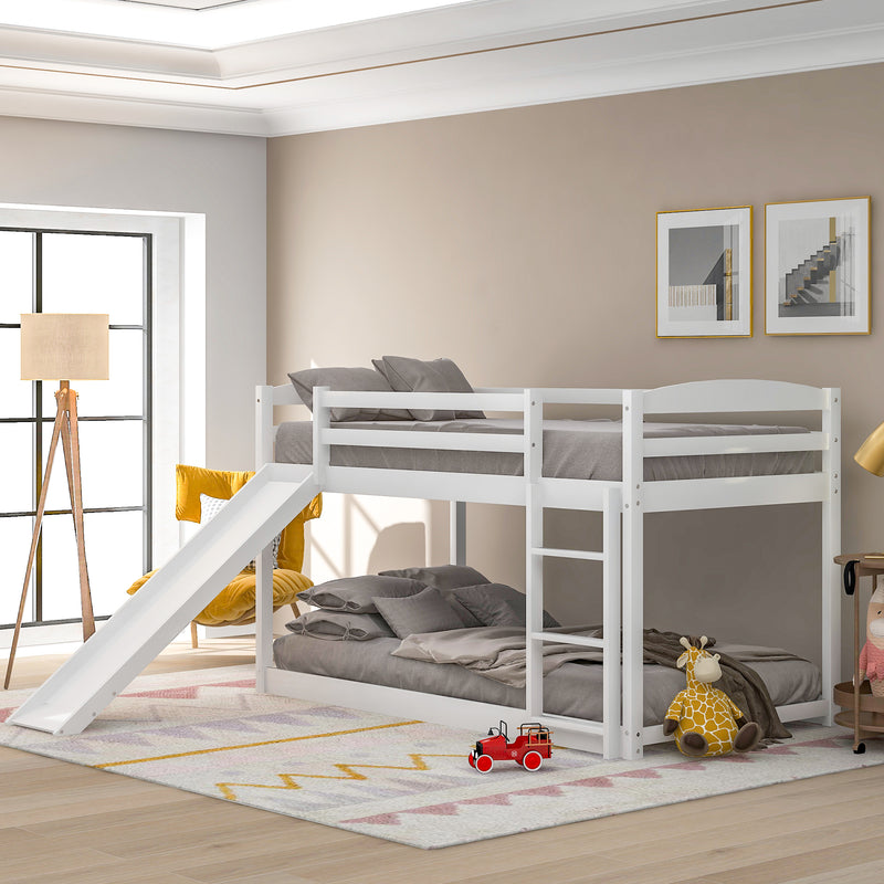 Twin over Twin Bunk Bed with Convertible Slide and Ladder , White(Old SKU:WF281725AAK)