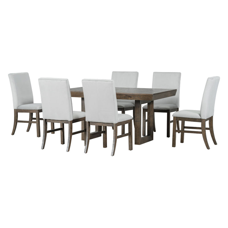 Topmax - 7 Piece Traditional Extendable Dining Table Set With Butterfly Leaf And 6 Upholstered Dining Table Set