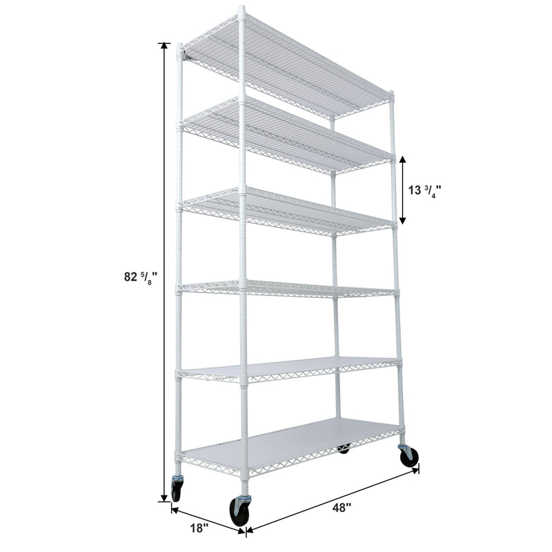 6 Tier 6000Lbs Capacity Nsf Metal Shelf Wire Shelving Unit, Heavy Duty Adjustable Storage Rack With Wheels & Shelf Liners For Commercial Grade Utility Steel Storage Rack