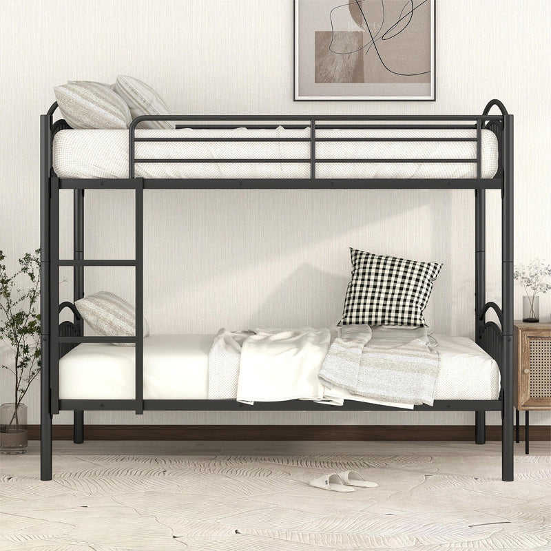 Twin Over Twin Metal Bunk Bed (Divided Into Two Beds - Black