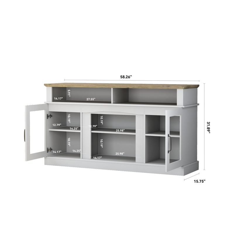 TV Stand With Storage Cabinet And Shelves, TV Console Table Entertainment Center For Living Room, Bedroom - White