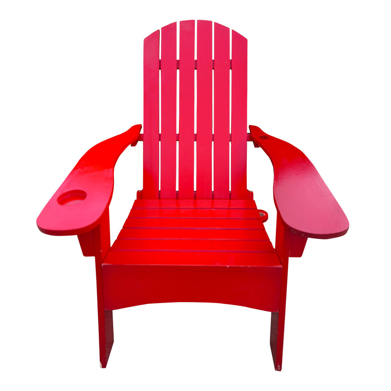 Outdoor Or Indoor Wood Adirondack Chair With An Hole To Hold Umbrella, On The Arm