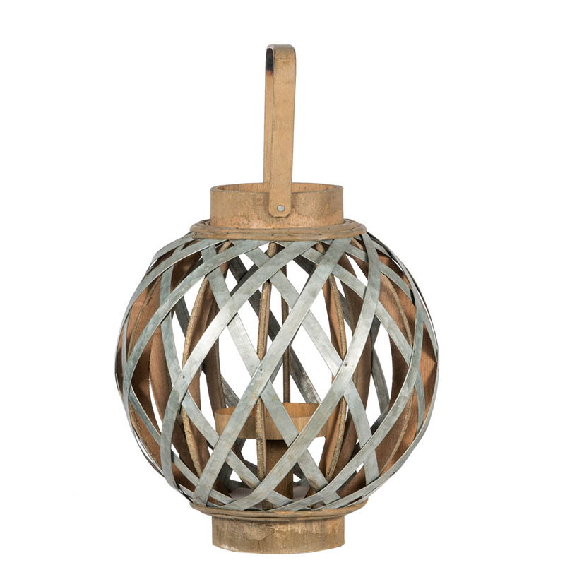 Decorative Lantern With Handle, Wooden Lantern For Indoor Outdoor, Home Garden Wedding - Silver