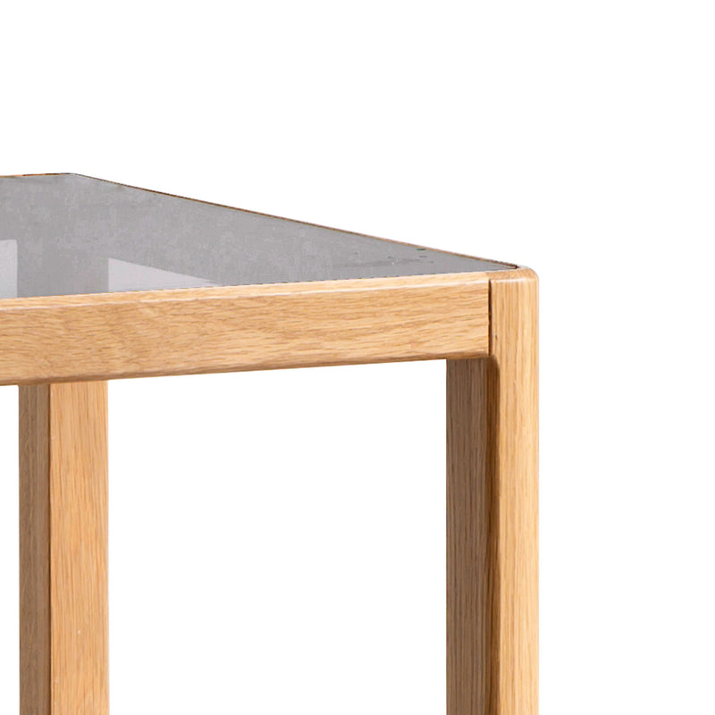 End Table With Tempered Glass For Dinning Room Or Bedroom - Natural Oak