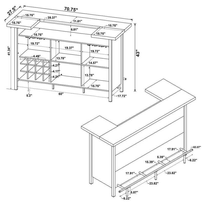 Bellemore - Bar Unit With Footrest - Gray Driftwood And Black