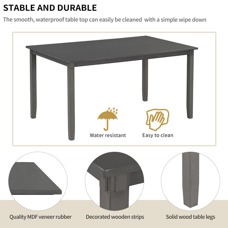 Kitchen Dining Table Set Wooden Rectangular Dining Table, 4 Chairs And Bench Family Furniture