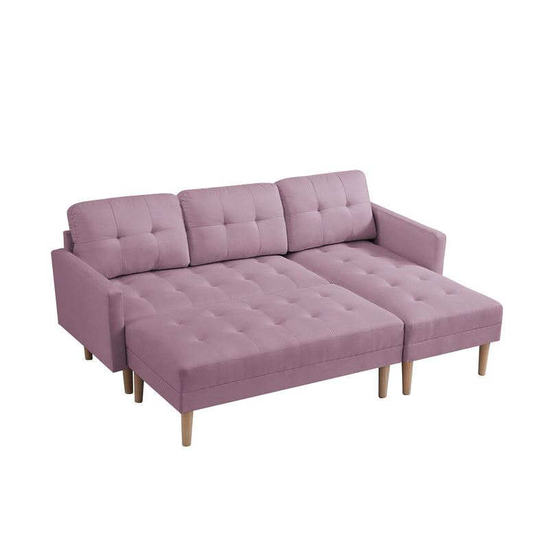 Right Facing Sectional Sofa Bed, L-Shape Sofa Chaise Lounge With Ottoman Bench