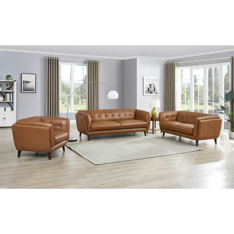 Solana - Leather Loveseat - Cognac