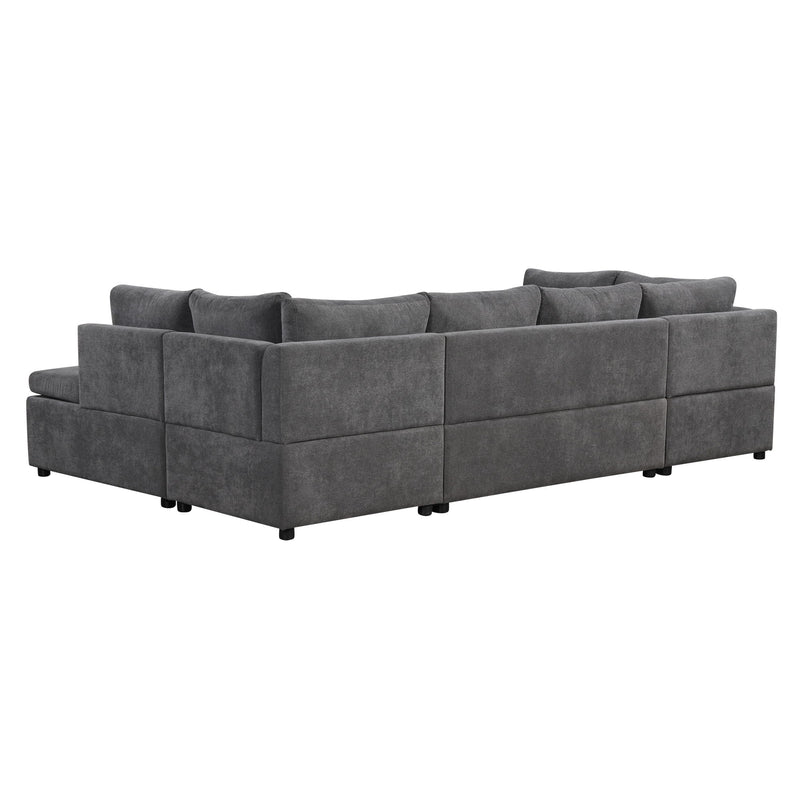 Oversized Sectional Sofa U-Shaped Sofa Couch Pull-Out Sofa Bed With Two Throw Pillows For Living Room